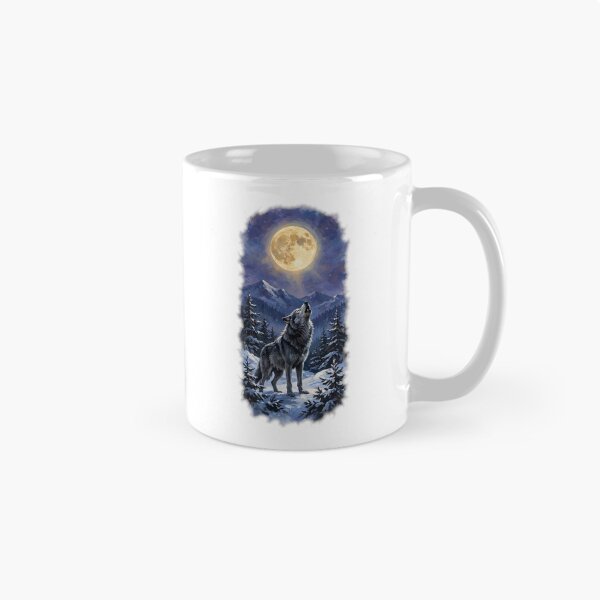 Item preview, Happy Little Winter Wolf Howling at the Moon - Bob Ross Fan Art Holiday Tee designed and sold by KERK Art and Design.