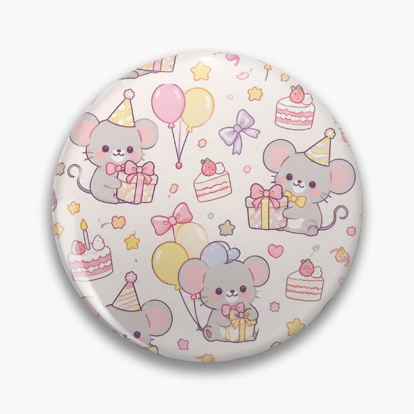 Item preview, Cute Birthday Mouse Party Pastel Kawaii Pattern designed and sold by Soft Berry Studio.