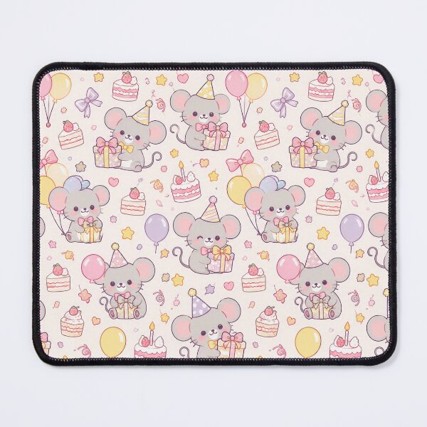 Item preview, Cute Birthday Mouse Party Pastel Kawaii Pattern designed and sold by Soft Berry Studio.