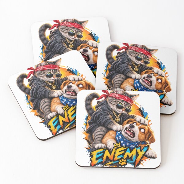 Item preview, Cool cat vs dog enemy  designed and sold by urbanshop7.