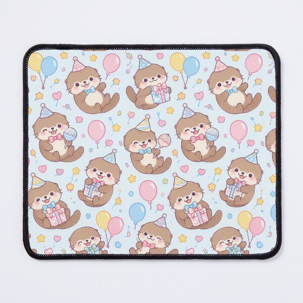 Item preview, Cute Birthday Otter Party Pastel Kawaii Pattern designed and sold by Soft Berry Studio.
