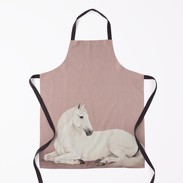 Item preview, White Horse Lying on Pink Background Minimal designed and sold by KAMOCHI Art.