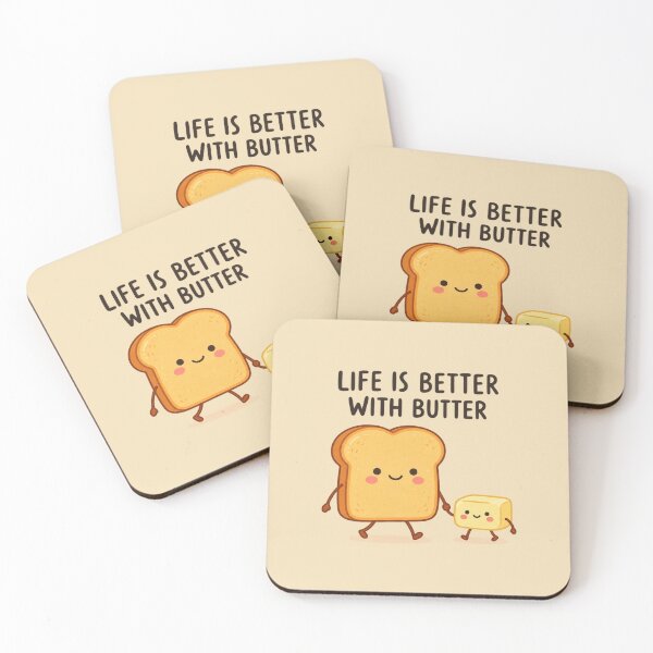 Item preview, Life Is Better With Butter | Cute Toast & Butter Food Art designed and sold by MrDev.