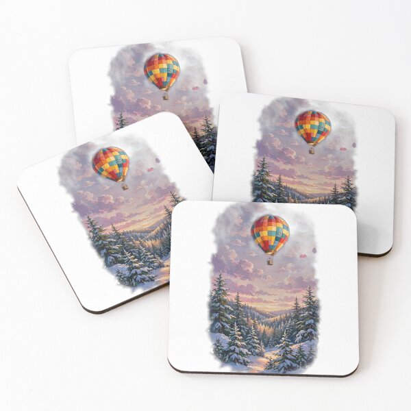 Item preview, Happy Little Hot Air Balloon Over Snowy Pines - Bob Ross Fan Art Holiday Tee designed and sold by KERK Art and Design.