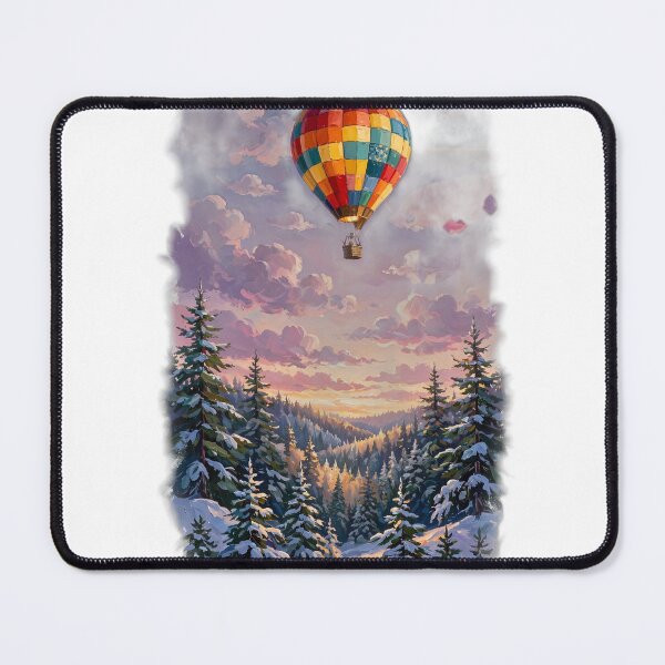Item preview, Happy Little Hot Air Balloon Over Snowy Pines - Bob Ross Fan Art Holiday Tee designed and sold by KERK Art and Design.