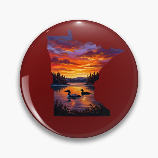 Item preview, Minnesota Sunset with Loons on a Calm Northern Lake Silhouette designed and sold by FrozenFits.