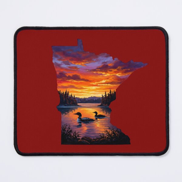 Item preview, Minnesota Sunset with Loons on a Calm Northern Lake Silhouette designed and sold by FrozenFits.
