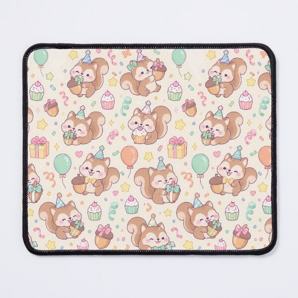 Item preview, Cute Birthday Squirrel Pastel Kawaii Party Pattern designed and sold by Soft Berry Studio.