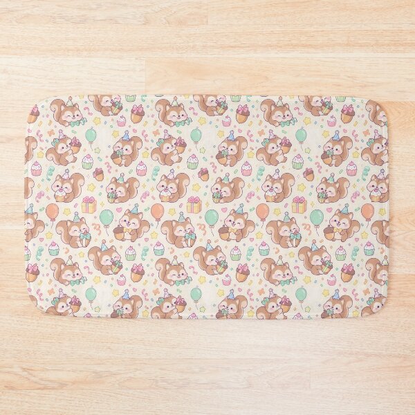 Item preview, Cute Birthday Squirrel Pastel Kawaii Party Pattern designed and sold by Soft Berry Studio.