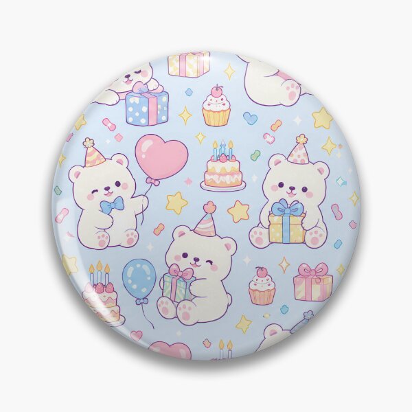 Item preview, Cute Birthday Polar Bear Pastel Kawaii Party Pattern designed and sold by Soft Berry Studio.