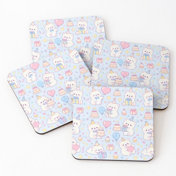 Item preview, Cute Birthday Polar Bear Pastel Kawaii Party Pattern designed and sold by Soft Berry Studio.