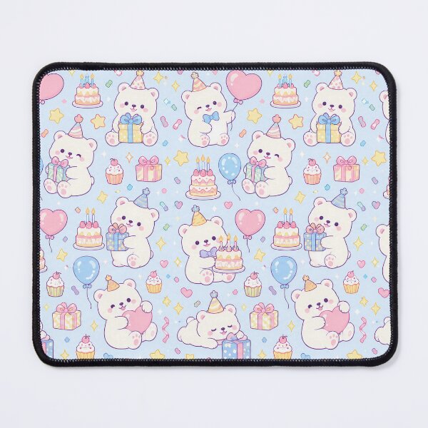 Item preview, Cute Birthday Polar Bear Pastel Kawaii Party Pattern designed and sold by Soft Berry Studio.