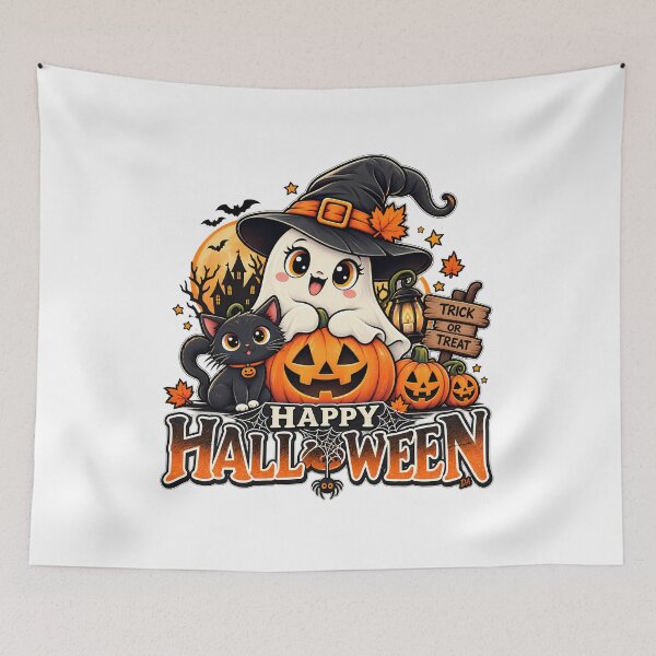 Item preview, Spooky Season Smiling Ghost T-Shirt designed and sold by DesignArtist.ia.