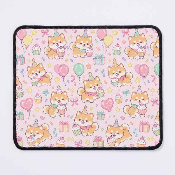 Item preview, Cute Birthday Shiba Dog Pastel Kawaii Party Pattern designed and sold by Soft Berry Studio.
