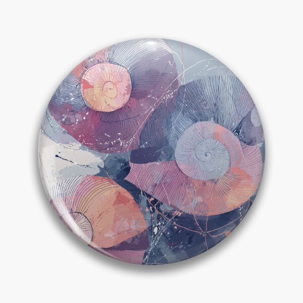 Item preview, Spiral Seashell Art Lilac Coral and Slate Blue Nautilus Shell Wall Print designed and sold by solynneart.