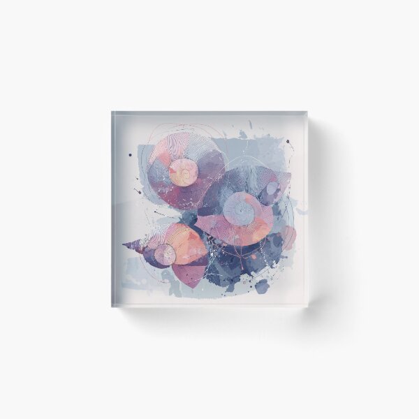 Item preview, Spiral Seashell Art Lilac Coral and Slate Blue Nautilus Shell Wall Print designed and sold by solynneart.