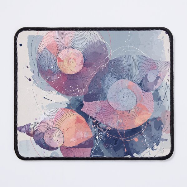Item preview, Spiral Seashell Art Lilac Coral and Slate Blue Nautilus Shell Wall Print designed and sold by solynneart.