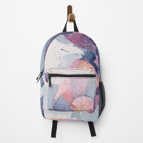 Item preview, Spiral Seashell Art Lilac Coral and Slate Blue Nautilus Shell Wall Print designed and sold by solynneart.