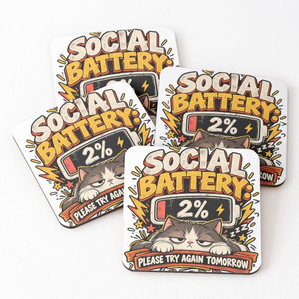 Item preview, Social Battery 2 Percent Funny Design designed and sold by BasicPrintStudio.