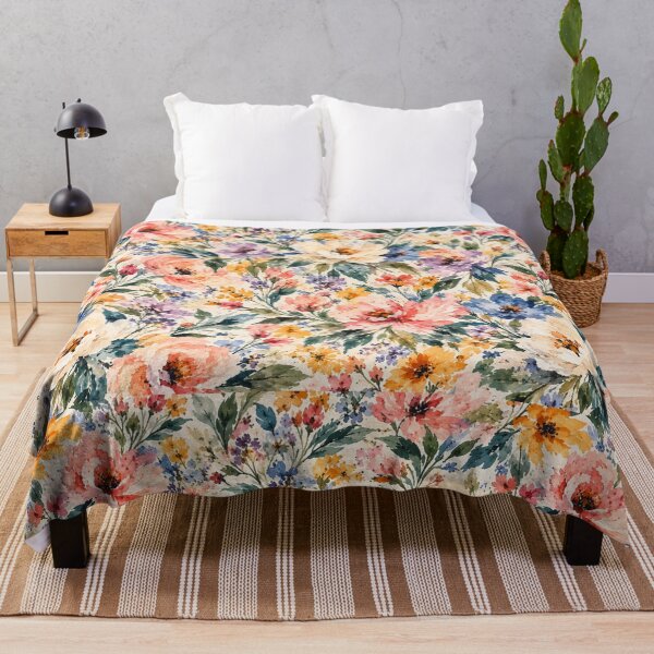 Item preview, Romantic Watercolor Wildflower Garden Pattern designed and sold by VibnWalls.