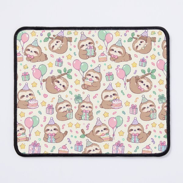 Item preview, Cute Birthday Sloth Pastel Kawaii Party Pattern designed and sold by Soft Berry Studio.