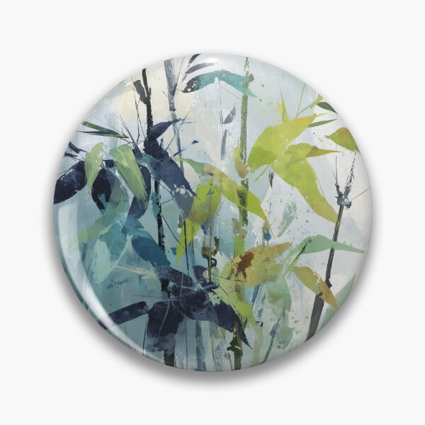 Item preview, Charcoal Bamboo Painting Lime Green and Navy Leaves Asian Zen Botanical Art designed and sold by solynneart.
