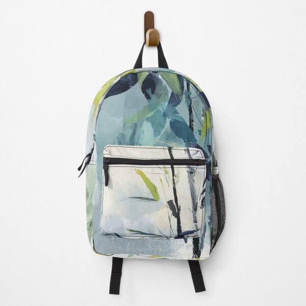 Item preview, Charcoal Bamboo Painting Lime Green and Navy Leaves Asian Zen Botanical Art designed and sold by solynneart.