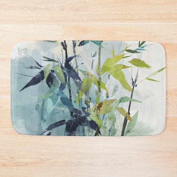 Item preview, Charcoal Bamboo Painting Lime Green and Navy Leaves Asian Zen Botanical Art designed and sold by solynneart.