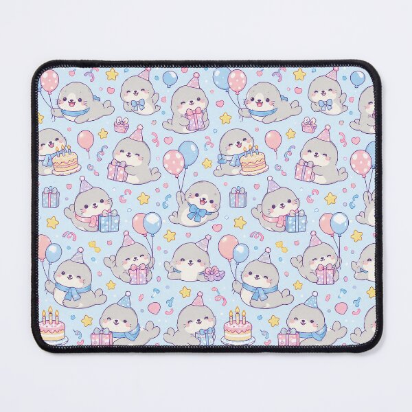 Item preview, Cute Birthday Seal Pastel Kawaii Party Pattern designed and sold by Soft Berry Studio.