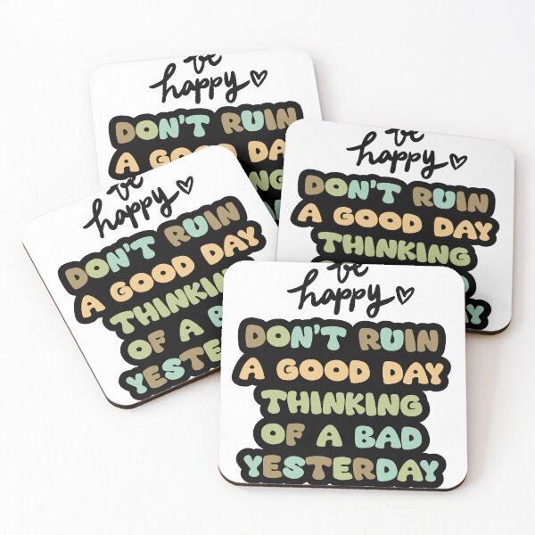 Item preview, "Be Happy - Don't Ruin a Good Day Thinking of a Bad Yesterday | Retro Bubble Letter Quote Design PNG" designed and sold by GoldenSparkleShop.
