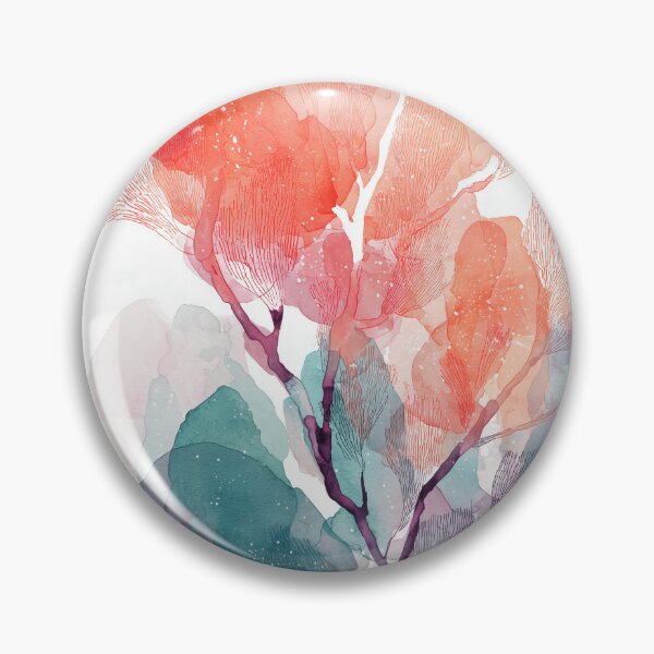 Item preview, Sea Fan Coral Art Watercolor Coral Pink and Teal Branching Reef Wall Print designed and sold by solynneart.