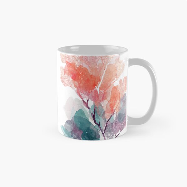 Item preview, Sea Fan Coral Art Watercolor Coral Pink and Teal Branching Reef Wall Print designed and sold by solynneart.