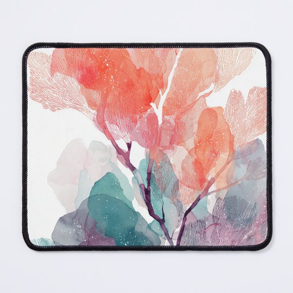 Item preview, Sea Fan Coral Art Watercolor Coral Pink and Teal Branching Reef Wall Print designed and sold by solynneart.