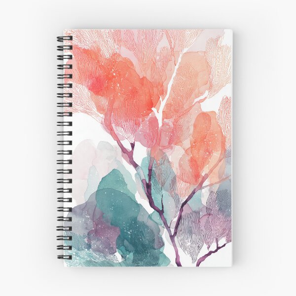 Item preview, Sea Fan Coral Art Watercolor Coral Pink and Teal Branching Reef Wall Print designed and sold by solynneart.