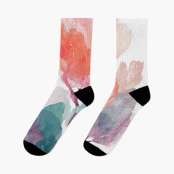 Item preview, Sea Fan Coral Art Watercolor Coral Pink and Teal Branching Reef Wall Print designed and sold by solynneart.