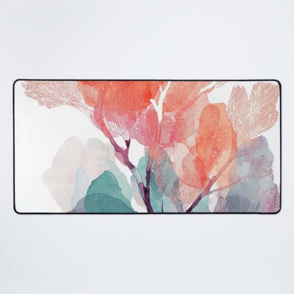 Item preview, Sea Fan Coral Art Watercolor Coral Pink and Teal Branching Reef Wall Print designed and sold by solynneart.