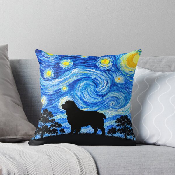 Item preview, Funny Clumber Spaniel Dog Starry Night Painting Moon Star Mom Dad Kids designed and sold by FurryHavenPH.