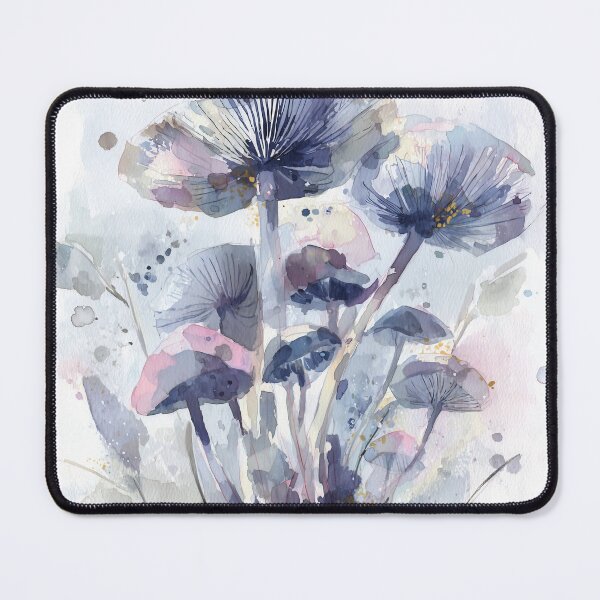 Item preview, Woodland Mushroom Watercolor Mauve and Slate Blue Toadstool Botanical Art designed and sold by solynneart.