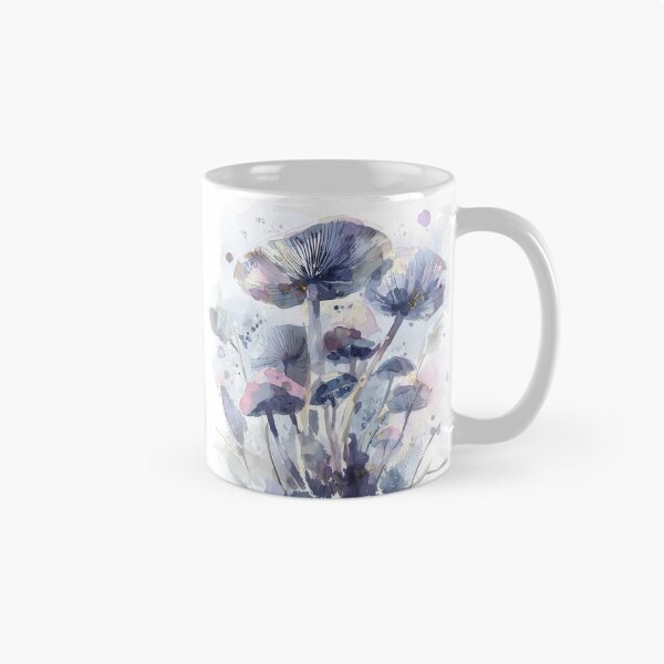 Item preview, Woodland Mushroom Watercolor Mauve and Slate Blue Toadstool Botanical Art designed and sold by solynneart.