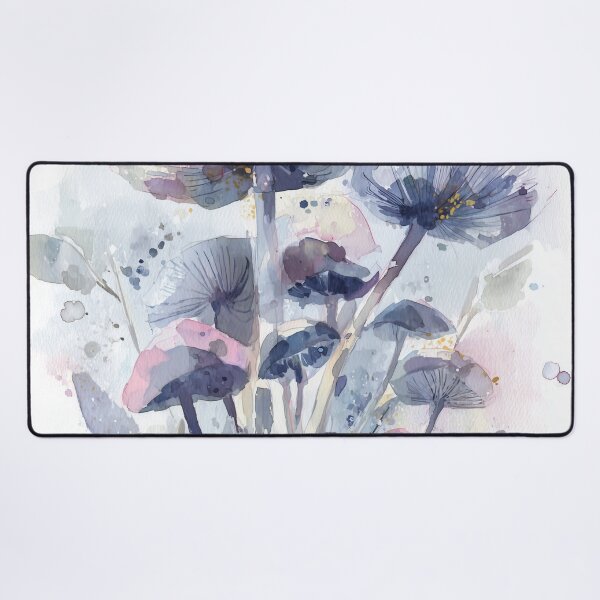 Item preview, Woodland Mushroom Watercolor Mauve and Slate Blue Toadstool Botanical Art designed and sold by solynneart.