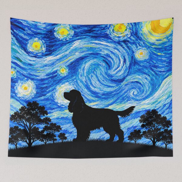 Item preview, Funny Cocker Spaniel Dog Starry Night Painting Moon Star Mom Dad Kids designed and sold by FurryHavenPH.