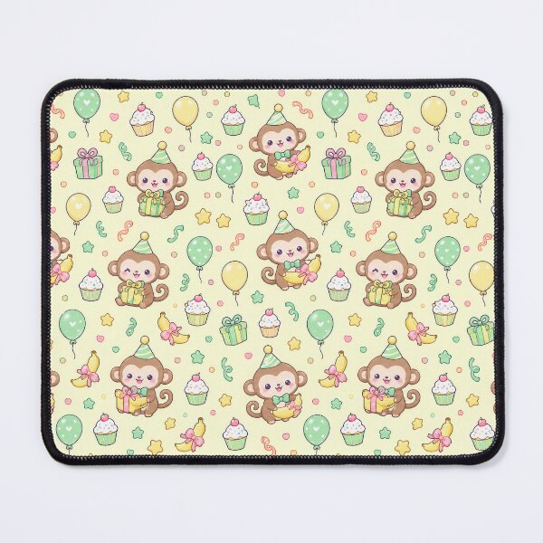 Item preview, Cute Birthday Monkey Party Pastel Kawaii Pattern designed and sold by Soft Berry Studio.