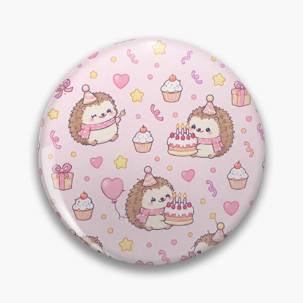 Item preview, Cute Birthday Hedgehog Pastel Kawaii Party Pattern designed and sold by Soft Berry Studio.