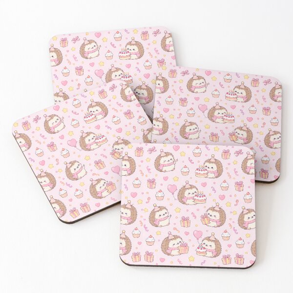 Item preview, Cute Birthday Hedgehog Pastel Kawaii Party Pattern designed and sold by Soft Berry Studio.