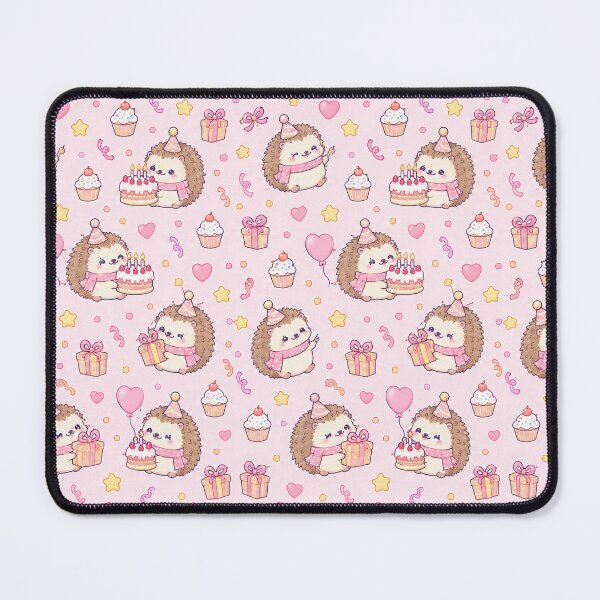 Item preview, Cute Birthday Hedgehog Pastel Kawaii Party Pattern designed and sold by Soft Berry Studio.