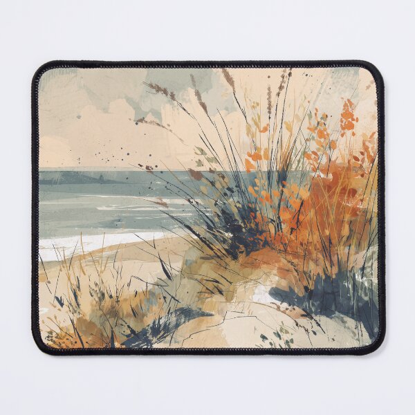 Item preview, Coastal Dunes Painting Marram Grass Burnt Orange and Sand Beach Landscape Art designed and sold by solynneart.