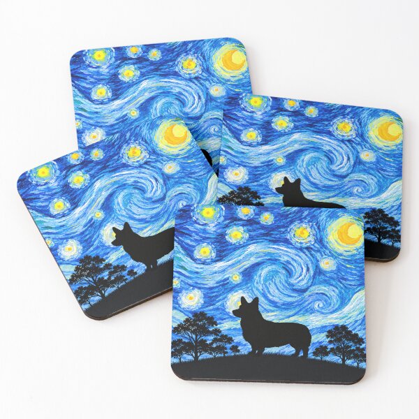 Item preview, Funny Corgi Dog Starry Night Painting Moon Star Mom Dad Kids designed and sold by FurryHavenPH.
