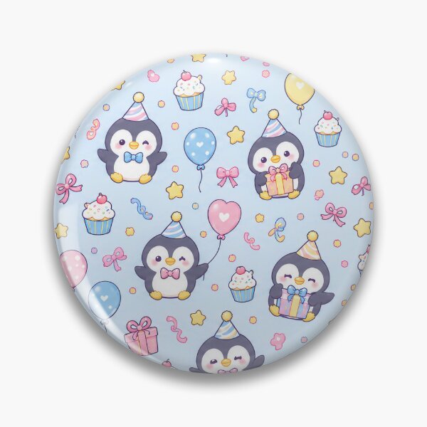 Item preview, Cute Birthday Penguin Party Pastel Kawaii Pattern designed and sold by Soft Berry Studio.