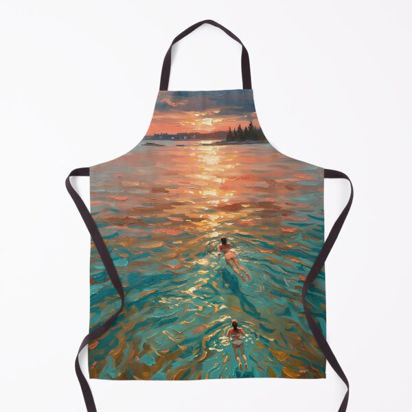 Item preview, Sunset Swimmers in Maine - Impressionist Oil Painting Art designed and sold by AOCollections.