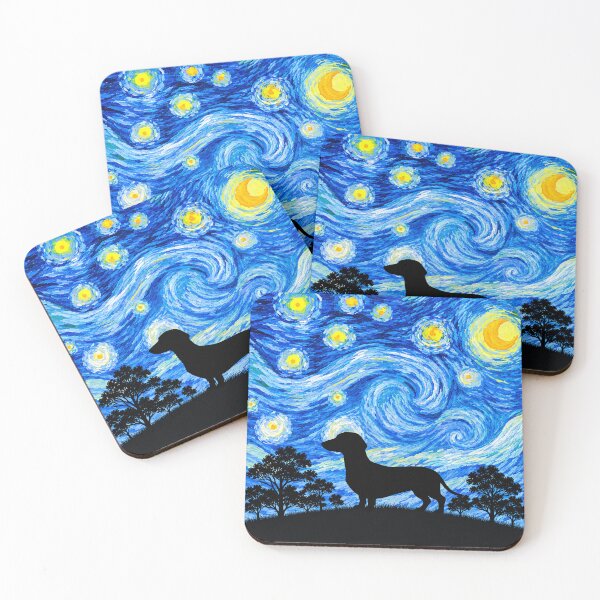 Item preview, Funny Dachshund Dog Starry Night Painting Moon Star Mom Dad Kids designed and sold by FurryHavenPH.